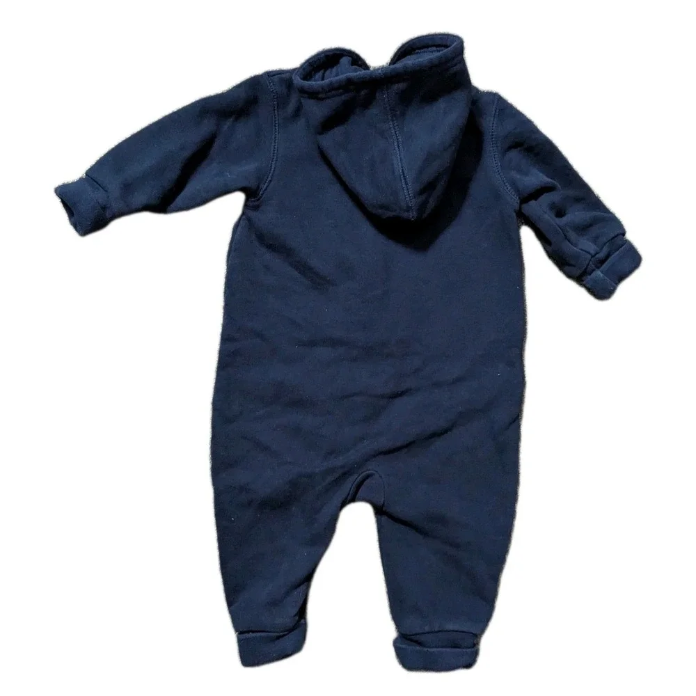 Oshkosh Jumper One Piece Zip Hood Logo 6-9 Months‎ Navy Blue Baby Spell Out
